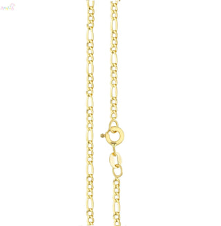 18K Solid Yellow Gold Figaro Link Chain Necklace 24 inch