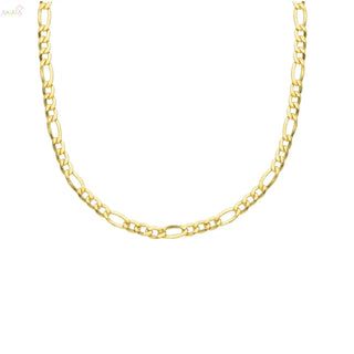 18K Solid Yellow Gold Figaro Link Chain Necklace 24 inch