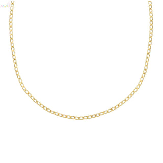 18k Solid Yellow Gold Curb Hollow Light Chain 24 inches