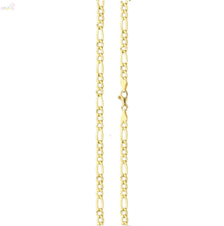 18K Solid Yellow Gold Thin Figaro Link Chain Necklace 24 in.