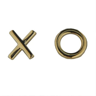 18K Solid Yellow Gold X and O Post Earrings , Amalia Jewelry