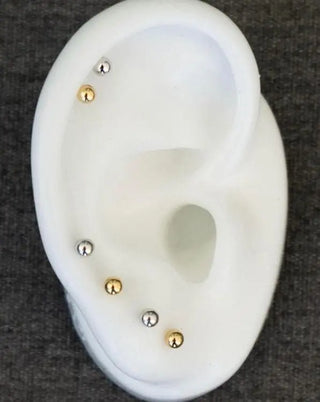 18K Solid White Gold 4mm Ball Covered Screwback Earrings , Amalia Jewelry