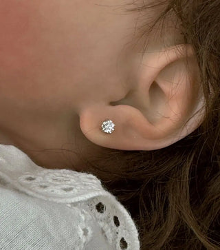 18K White Gold 0.20ct twt Diamond Studs Screwback Earrings