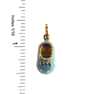 18K Yellow Gold Shoe Pendant with Blue Enamel and Polka Dots - Amalia J & Boutique