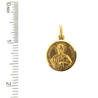 18k Solid Yellow Gold Saint John Bosco Medal with ruler
