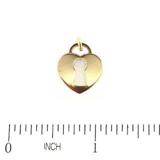 18K Solid Yellow Gold Mother of Pearl Lock Pendant