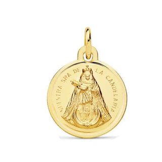 18K Solid Yellow Gold Our Lady of Candelaria Medal