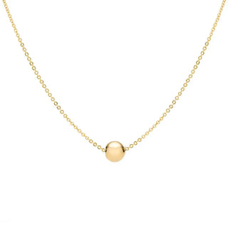 18K Yellow Gold 10mm Center Ball Bead Solitaire Necklace