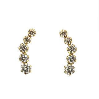 18K Solid Yellow Gold Zirconia Degrade Small Crawler Earrings , Amalia Jewelry