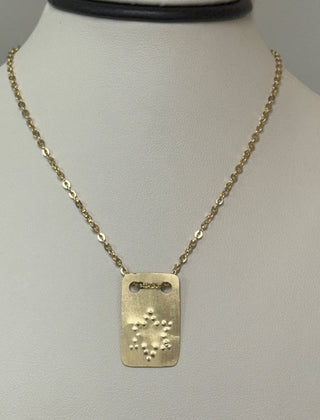 Army-inspired Small Dog Tag 18k Star David Necklace