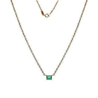 18K Yellow Gold 0.50 ct Solitaire Emerald Rectangle Necklace