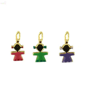 18 Karat Solid Yellow Gold Enamel Girl Post Earrings (Copy)