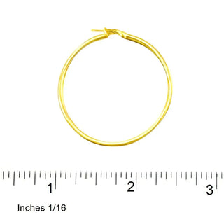 18K Solid Yellow Gold Thin Polished Hoop Earrings 40 x 2 mm