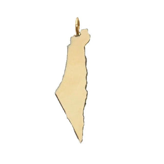 18K Solid Yellow Gold Land of Israel Map Polished Pendant