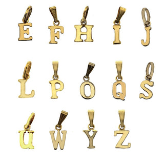 18K Solid Yellow Gold Small Initial Letter Pendants