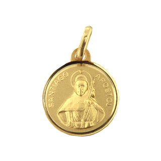 18k Solid Yellow Gold Saint James the Apostle Medal - Satiago apostol , Amalia Jewelry