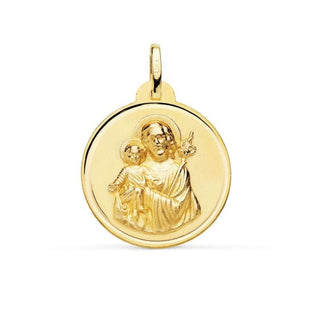 18K Solid Yellow Gold St Joseph Medal 18 mm. , Amalia Jewelry