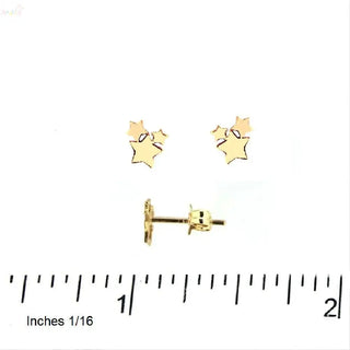 18K Solid Yellow Gold Tiny Stars Post Earrings