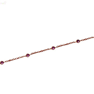 18K Solid Rose Gold Small Amethysts Cable Bracelet