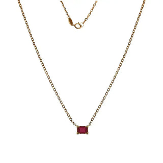 18K Yellow Gold 1.2 ct Solitaire Ruby Rectangle Necklace