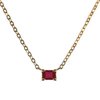 18K Yellow Gold 1.2 ct Solitaire Ruby Rectangle Necklace