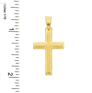 18K Solid Yellow Gols Satin and Polished Cross Pendant