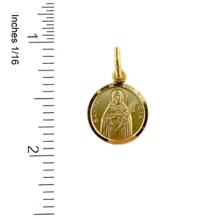 18K Solid Yellow Gold Saint Lucy of Syracuse Medal 