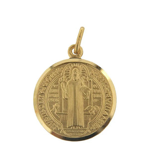 18K Solid Yellow Gold Saint Benedict Medal 19 mm diameter - Amalia FJ & Boutique