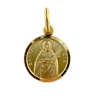 18K Solid Yellow Gold Saint Lucy of Syracuse Medal 