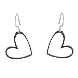 Sterling Silver Large Open Heart Dangle Earrings. , Amalia Jewelry