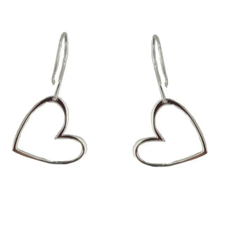 Sterling Silver Small open heart dangle earrings , Amalia Jewelry