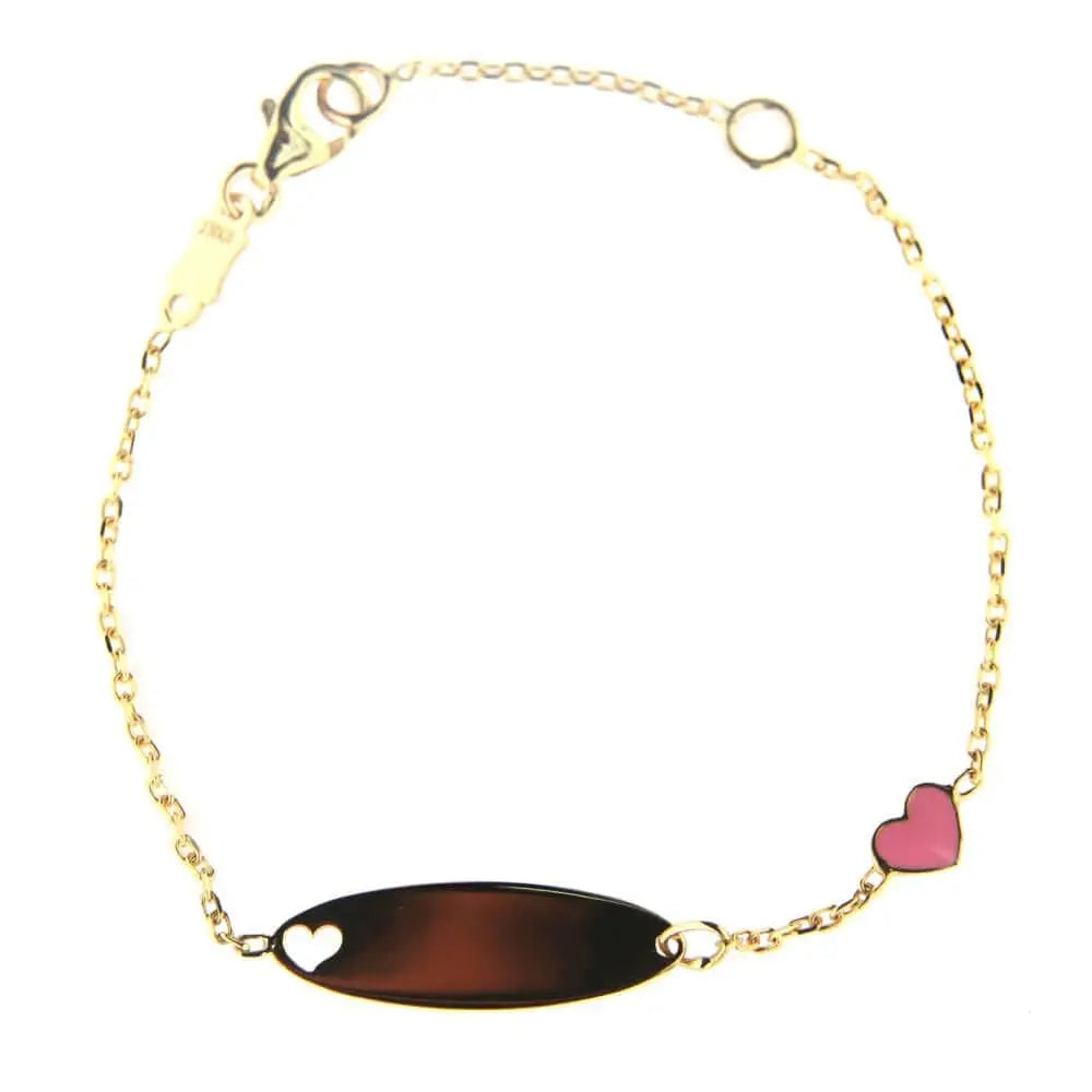 Gold Bracelet With Black Beads and O Pattern for Kids