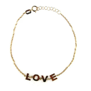 18k Solid Yellow Gold "LOVE" bracelet , Amalia Jewelry