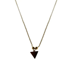 18K Solid Yellow Gold Polished Triangle Necklace 17 inches with extra ring at 16 inches , Amalia Jewelry
