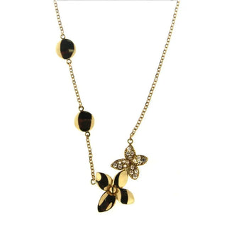 18K Solid Yellow Gold circles & flowers Necklace Amalia Jewelry