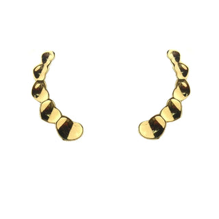 18K Solid Yellow Gold Heart Crawler Post Earrings , Amalia Jewelry