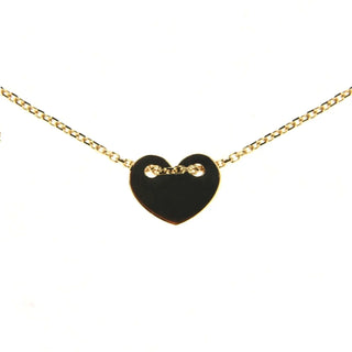 18K Solid Yellow Gold center Heart Necklace 16. inches diamond cut cable chain , Amalia Jewelry