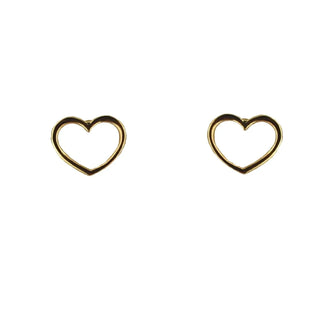 18k Yellow Gold Open Heart Post Earrings 0.33 x 0.41 inch , Amalia Jewelry