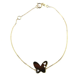 18k Yellow Gold Polished Butterfly Bracelet 7 inches with extra ring at 6.20 inches , Amalia Jewelry