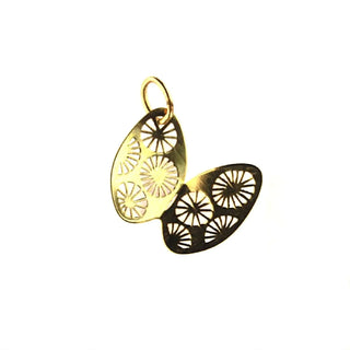 18k Yellow Gold Modern Filigree Butterfly Pendant 0.54 x 0.67 inches Amalia Jewelry