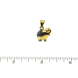 18K Yellow Gold Lavender Enamel Elephant Charm (12mm x 10mm / 19mm with Bail) , Amalia Jewelry