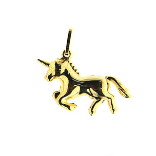 18K Solid Yellow Gold Polished Unicorn pendant 0.98 x 0.63 inch , Amalia Jewelry