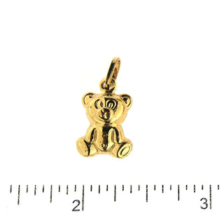 18K Solid Yellow Gold Polished Puffy Teddy Bear Pendant 0.58 x 0.41 inch , Amalia Jewelry