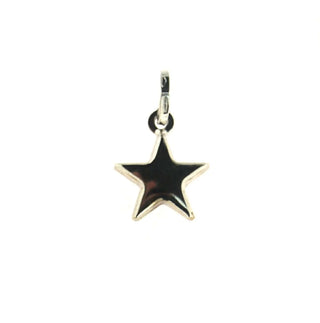 18K Solid Yellow or White Gold Polished Puffy Small Star Pendant 0.49 inch , Amalia Jewelry