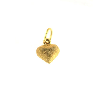 18K Solid Yellow Gold Polished Puffy Satin Small Heart Pendant 0.31 x 0.37 x 0.20 Amalia Jewelry