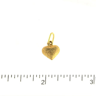 18K Solid Yellow Gold Polished Puffy Satin Small Heart Pendant 0.31 x 0.37 x 0.20 Amalia Jewelry