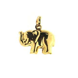 18K Solid Yellow Gold Polished Puffy Elephant Pendant 0.43 x 0.60 x 0.24 inch , Amalia Jewelry