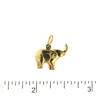 18K Solid Yellow Gold Polished Puffy Elephant Pendant 0.35 x 0.65 x 0.16 inch , Amalia Jewelry