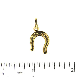 18K Solid Yellow Gold Horse Shoe Pendant 0.39 x 0.35 inch , Amalia Jewelry
