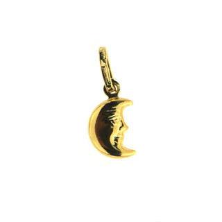 18K Solid Yellow Gold Puffy Medium Moon Pendant 0.42 x 0.28 x 0.11 inch , Amalia Jewelry